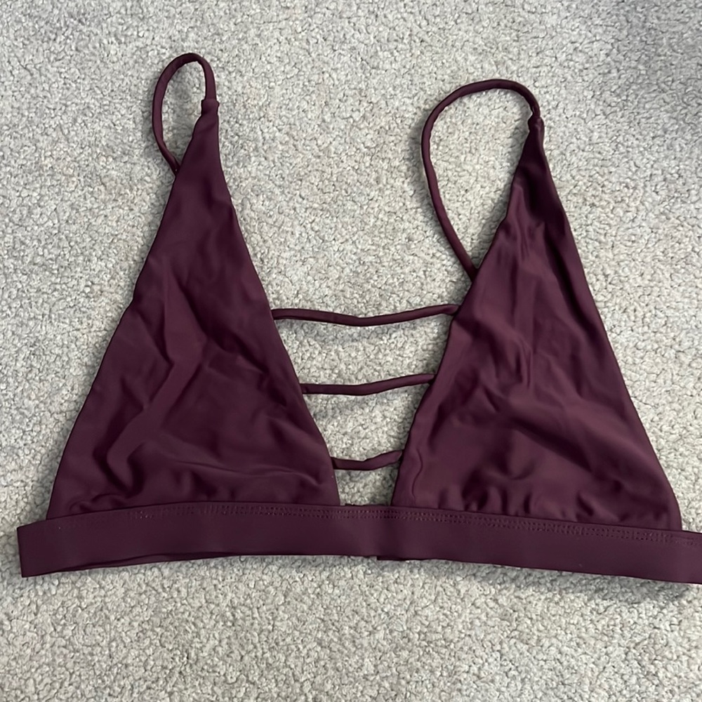 Tobi Bikins | Womens Power Of Love Black Triangle Bikini Top Burgundy